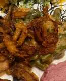 Green bean casserole with homemade fried onions