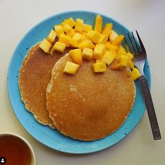 A picture of Delicious mornings with Fluffy Pancakes.