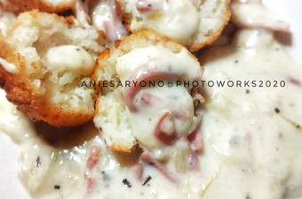 Resep Rice Meatball with Carbonara Sauce 🍚🍝 Anti Gagal