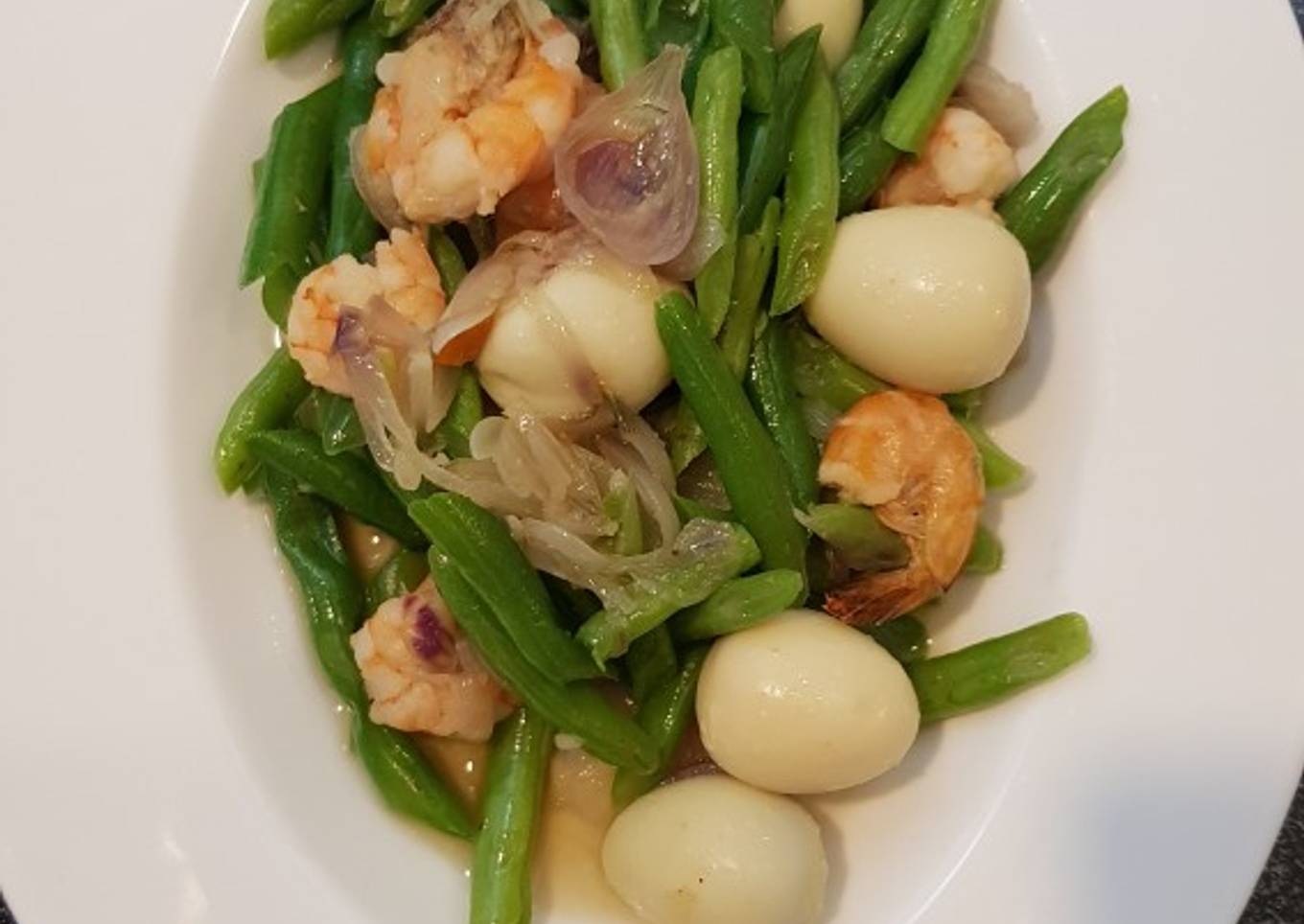 Tumis Buncis Udang Telur Puyuh