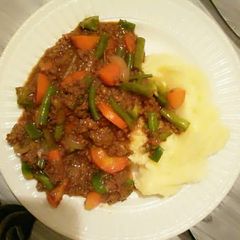 A picture of Minced meat with mashed potatoes.