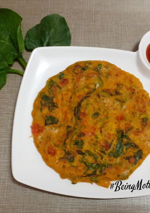 A picture of Malabar Spinach-Besan Chilla.