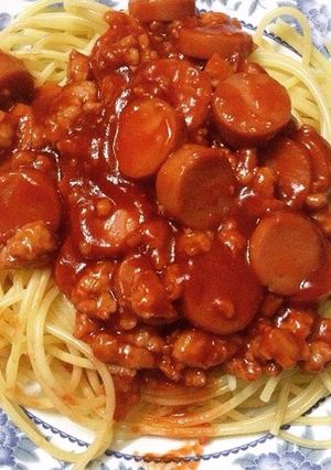 Hình của món Mì xốt cà chua nhanh gọn đêm khuya.