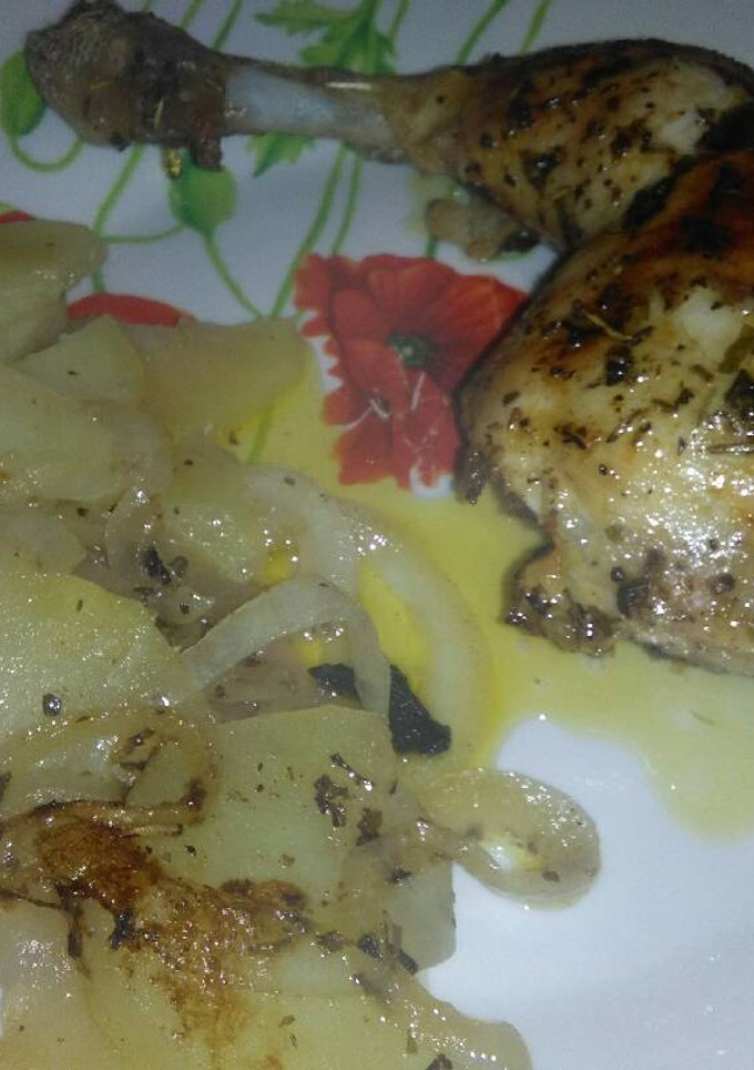 Una foto de Muslos de pollo adobados al horno
