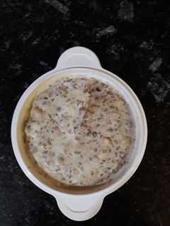 Una foto de Plátano con quefir, fenogreco y cereales endulzado con estevia