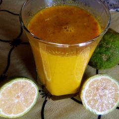 Turmeric Ginger and lemon juice A picture of Turmeric Ginger and lemon juice.