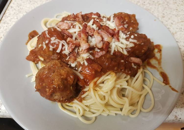 Steps to Make Favorite My Style Italian Spaghetti Meatballs in Bolognaise Sauce