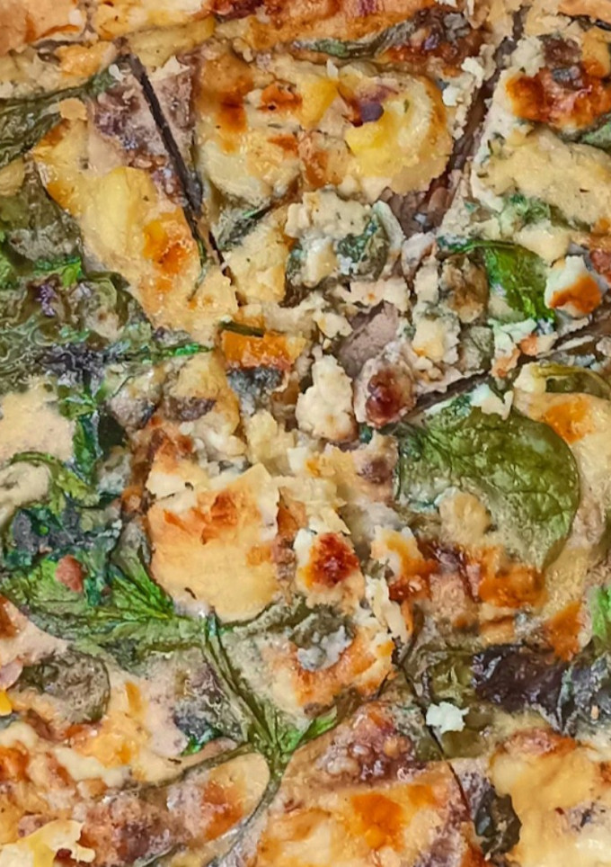 Una foto de Quiche de espinacas y roquefort