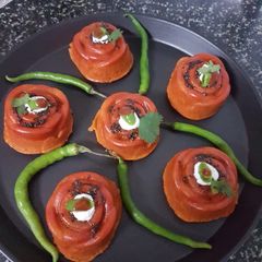 A picture of Red velvet dhokla.