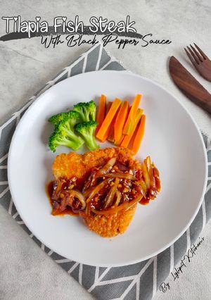 Foto resep Tilapia Fish Steak with Black Pepper Sauce