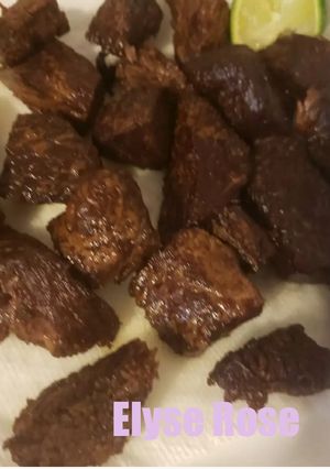 A picture of Chef Zee's Carne Frita (Dominican fried beef).