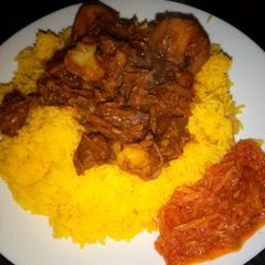 Tumeric rice,beef biryani A picture of Tumeric rice,beef biryani.