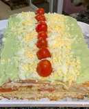 Torre de pionono pollo y palta