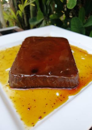 Una foto de Flan de chocolate