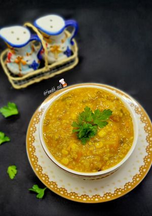 عکسی از دستور سوپ گندم، ذرت و جعفری🌽