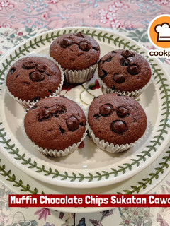 Gambar 👩🍳Muffin Chocolate Chips Sukatan Cawan