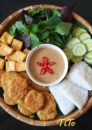 Hình của món Bún đậu mắm tôm chay.