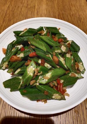 A picture of Lady Finger in Dried Shrimps.