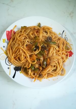 O poză a rețetei Paste de post cu legume.