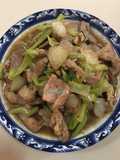 “ผัดพริกอ่อนหมูหมักตับสด”