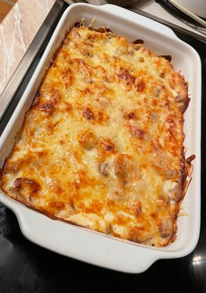 Juhtúrós-gombás rakott gnocchi recept fotója