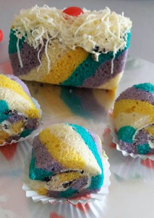 Foto resep Roti gulung rainbow kukus