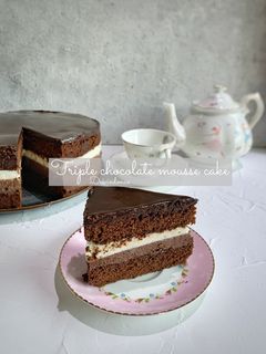Foto resep Triple chocolate mousse cake
