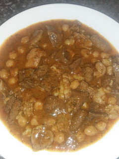 A picture of Lamb Tripe with Chickpeas.