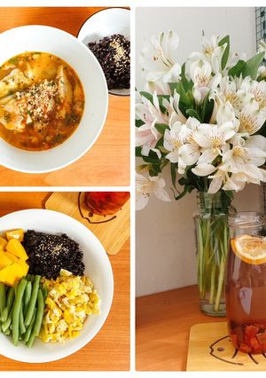 Hình của món Giảm cân - eat clean: Cơm trứng chiên + canh cá thì là.