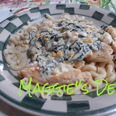 Pollo en crema con espinacas y elote Receta de Maggie- Cookpad