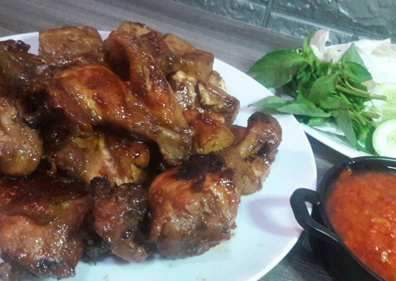 Ayam, tahu, tempe bakar bumbu bacem