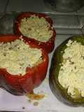 Pimentos rellenos de filete de mero con queso