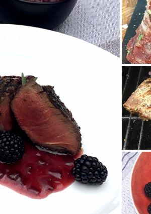 A picture of Grilled Wagyu Beef Fillet Mignon With Blackberry Wine Butter Sauce.
