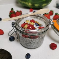 A picture of Overnight Chai and Almonds vegan Pudding.