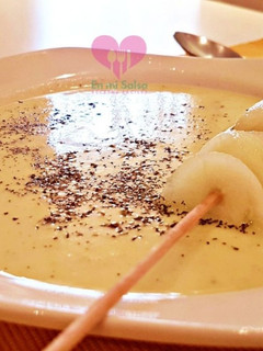 Una foto de Crema fría de melón y pepino