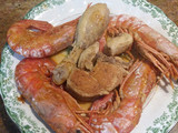 Pollo con gambas en cazuela