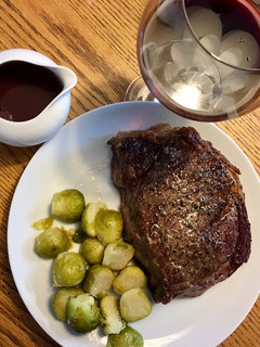 A picture of Rib Roast / Prime Rib with Sage Red Wine sauce.
