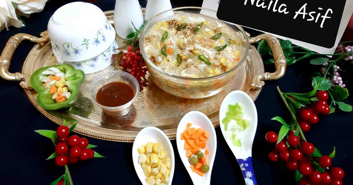 Chicken, Corn,Mix Vegetable, Soup🍲🍲🍲😋 Recipe by Naila Asif Cookpad