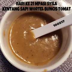 A picture of Mpasi 6m 4* kentang sapi wortel buncis tomat.
