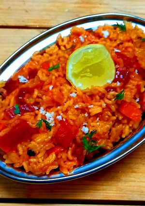A picture of Kerala Style Beetroot Pulav.