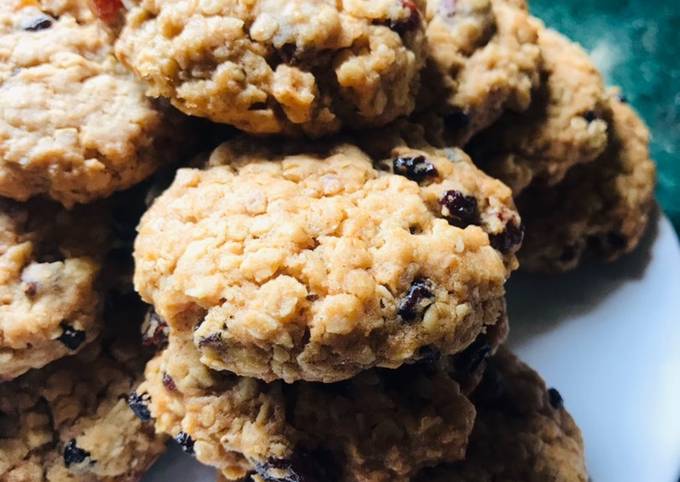 Oatmeal and Mixed dry fruit Cookies (without eggs)