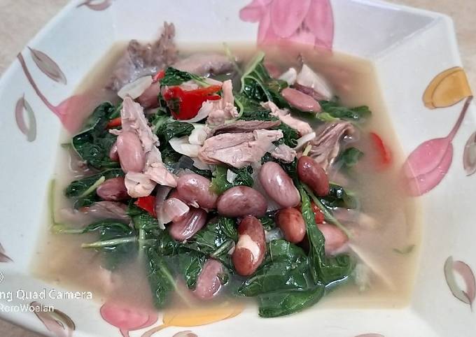 Tumis Bayam ayam kacang merah