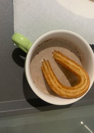 A picture of Churros with Hot Chocolate.
