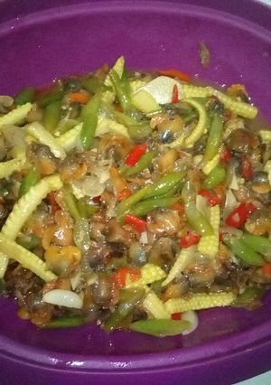 Foto resep Oseng kerang buncis jagung muda