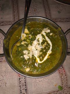 A picture of Palak paneer.