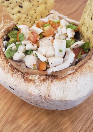 નાળિયેર  સીવીચે વેગન ( Coconut Ceviche Vegan Recipe In Gujarati) રેસીપી મુખ્ય ફોટો