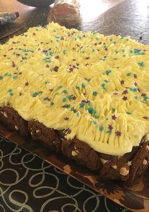 Una foto de Torta toddy y crema de limón