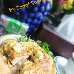 A picture of Cheese bread omelette sandwich.