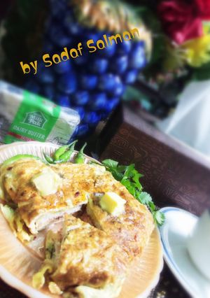 A picture of Cheese bread omelette sandwich.