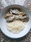 Camarones a la crema (con champiñones)